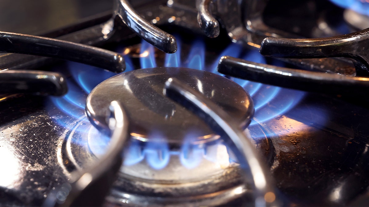 In this photo illustration, the flames burn on a natural gas oven on January 12, 2023 in Chicago.