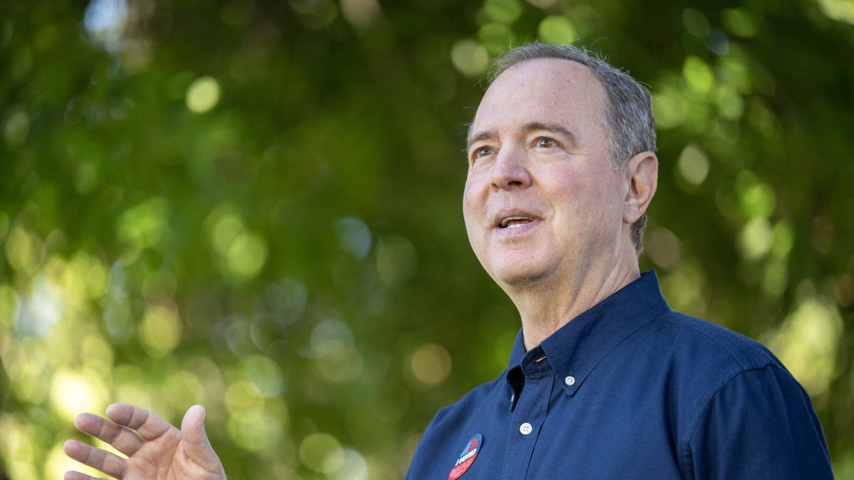 Schiff speaks outside in Burbank