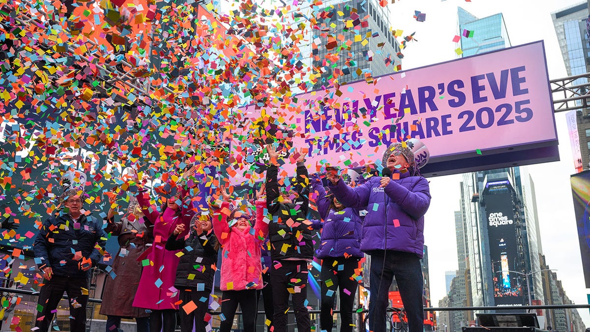 Confetti screening in Times Square before the 2024-2025 New Year event