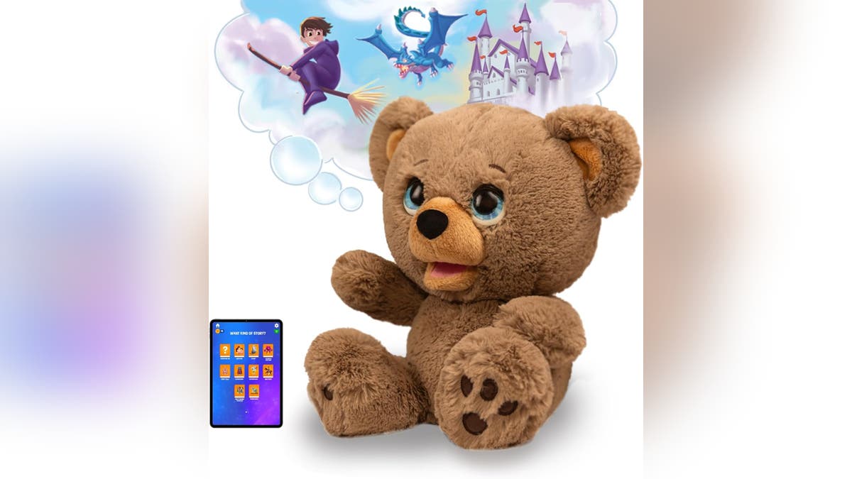 Kids can design their bedtime stories with this cuddly-looking bear.