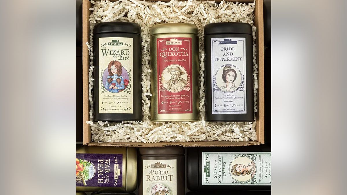 Bookworms will love this set of Novel Tea Literary Blends from Uncommon Goods.