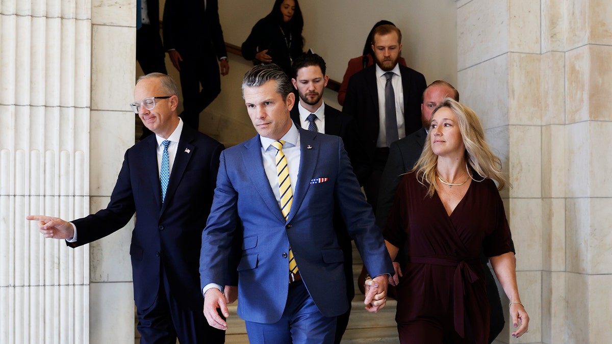 Hegseth attends meetings on Capitol Hill with senators whose votes he needs to confirm