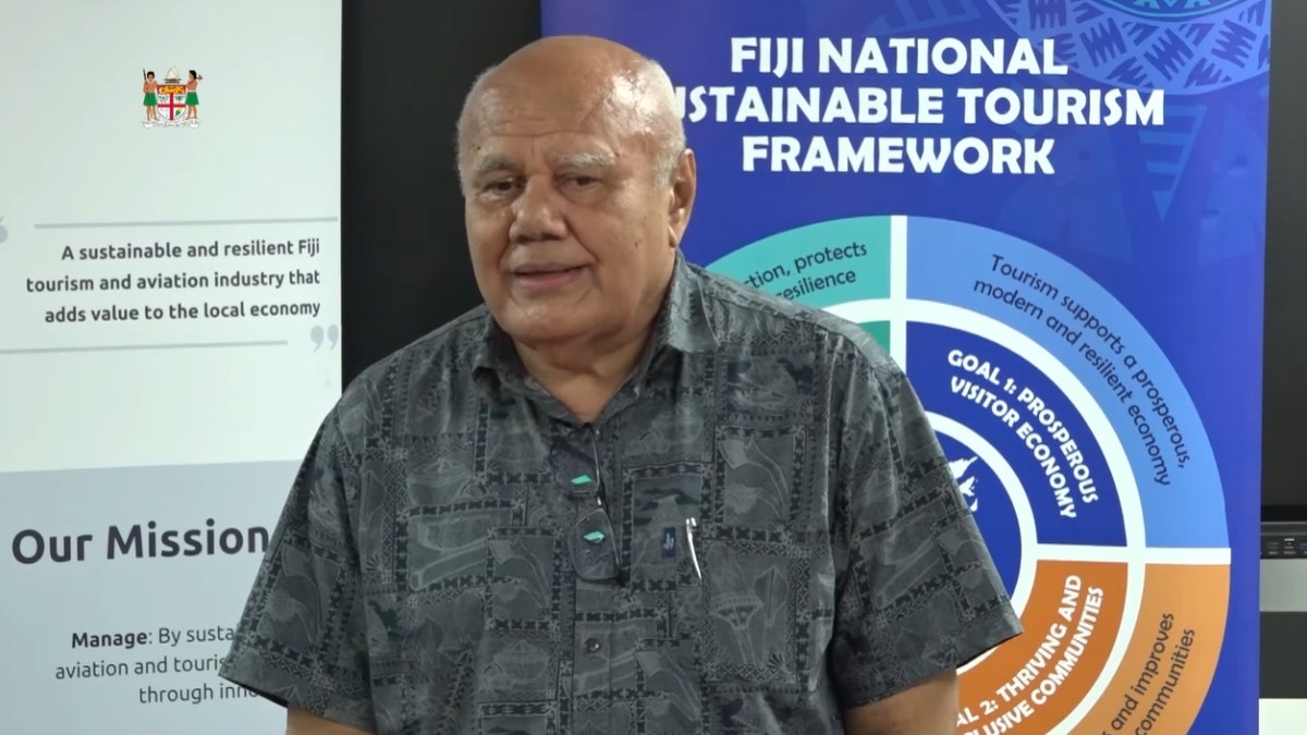 Fiji Deputy Prime Minister and Minister of Tourism and Civil Aviation Villiam Gavoka speaks at a press conference on Sunday