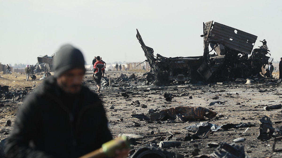 Aftermath of Israeli airstrike in Syria