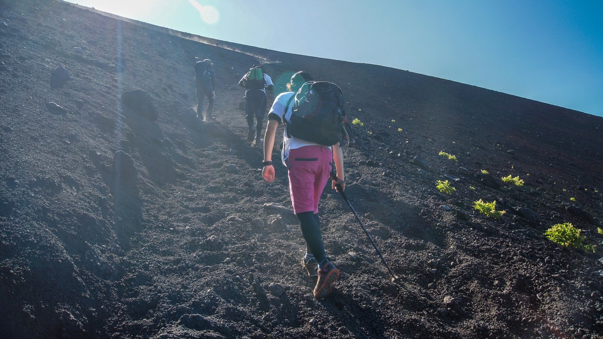 People hiking at Mt.Fuji