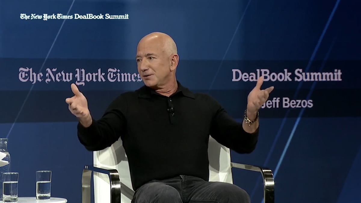 Jeff Bezos speaks at the Dealbook summit