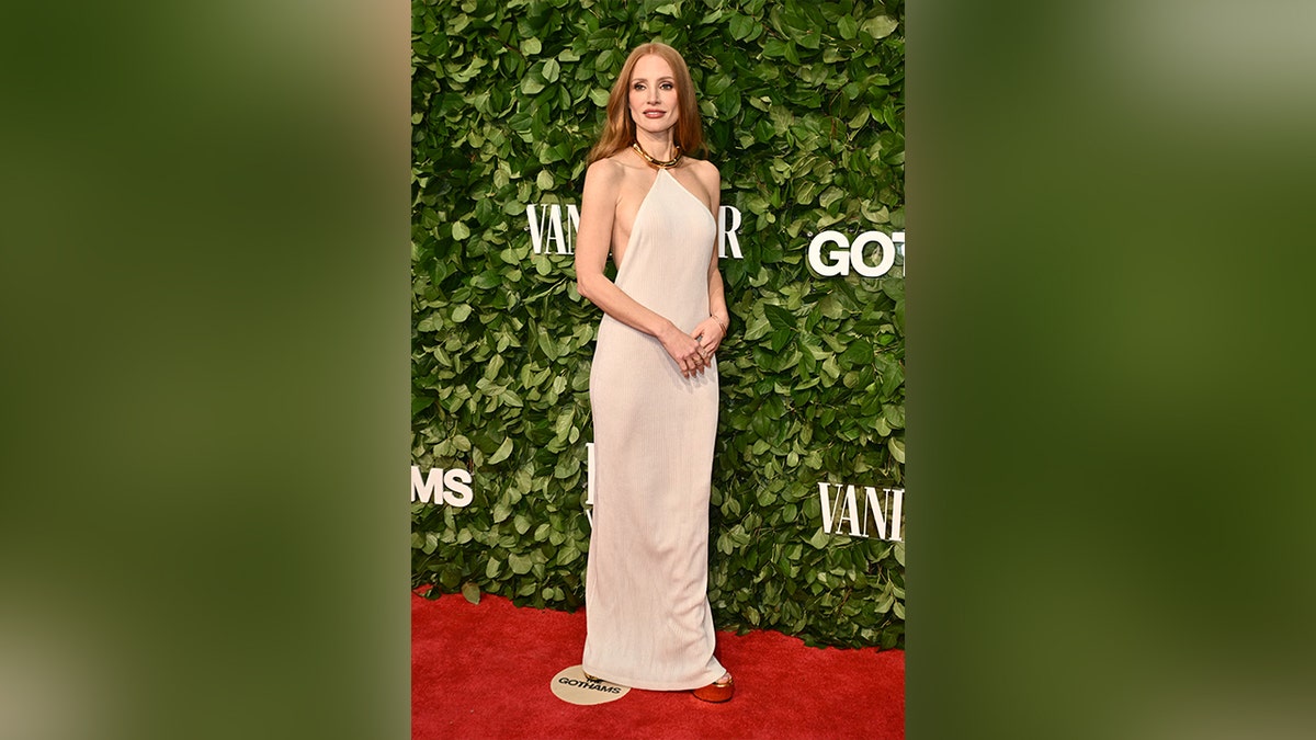 Jessica Chastain wore a backless white dress on the red carpet at the Gotham Awards.