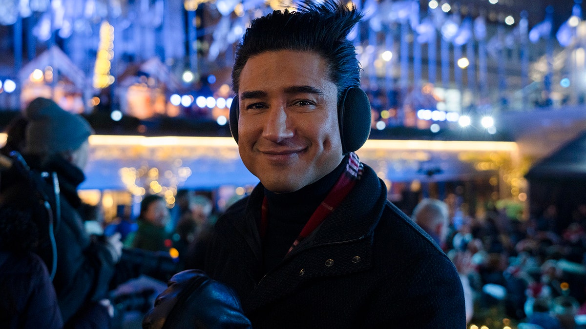 Mario Lopez at the 2024 Rockefeller Center Tree Lighting Ceremony.