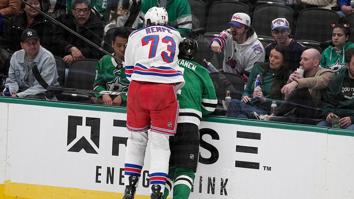 Matt Rempe boards a Stars player