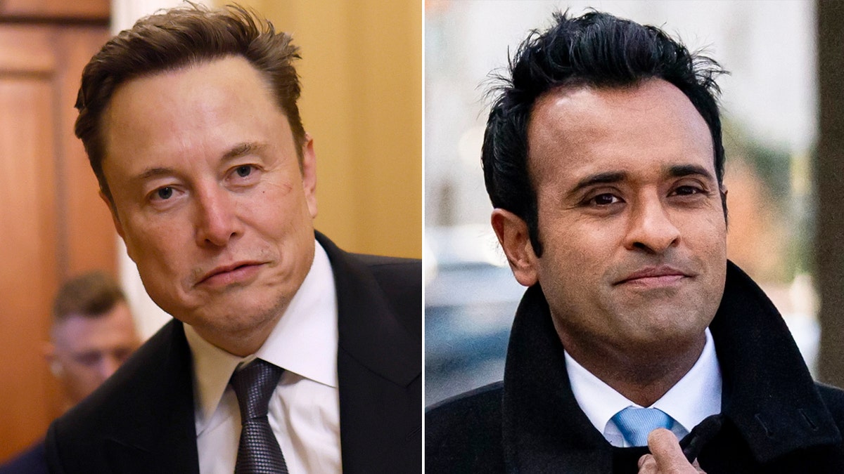 Left: Elon Muschus; Right: Vivek Ramaswamy