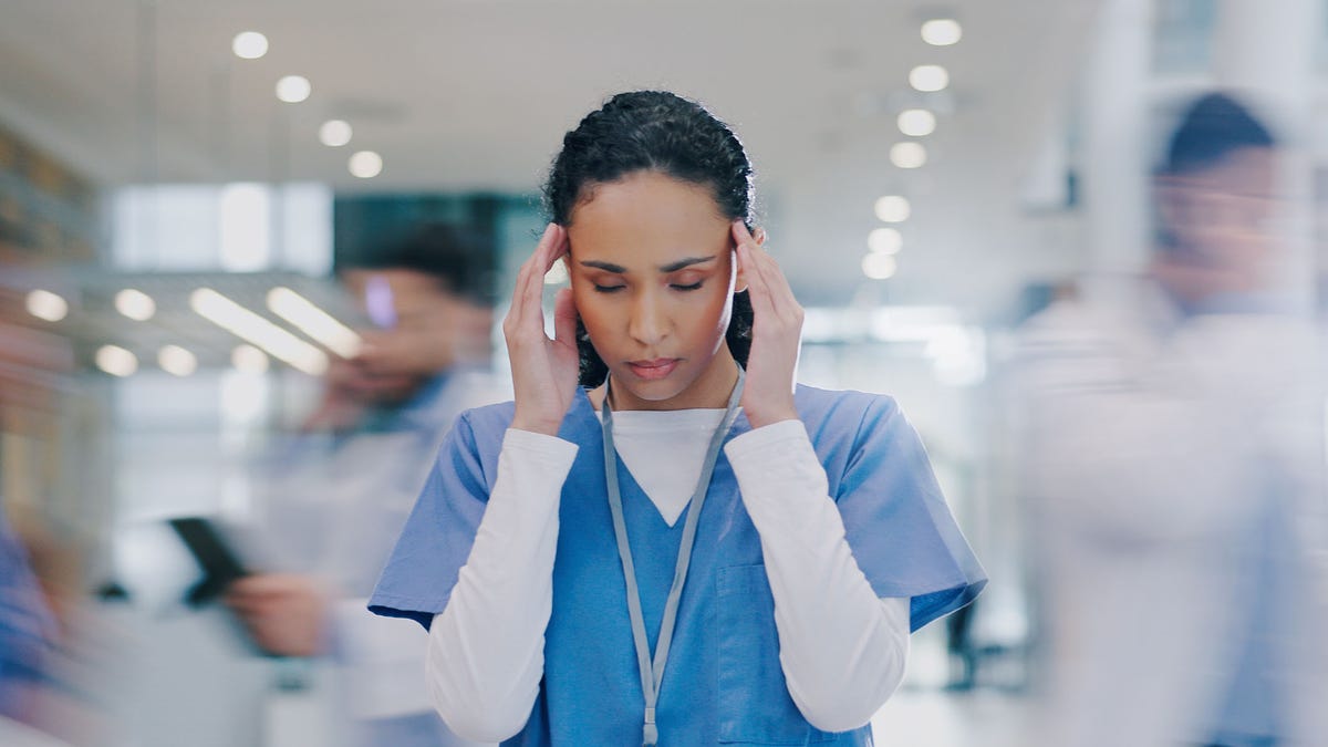 Stressed busy woman