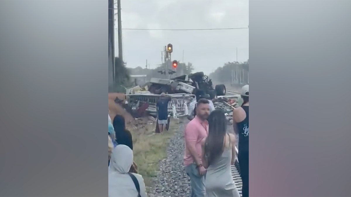 A Florida train collided with a fire truck, causing injuries