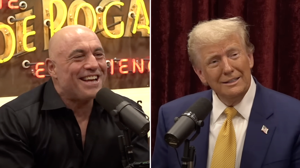 Trump and Rogan laugh during a long interview