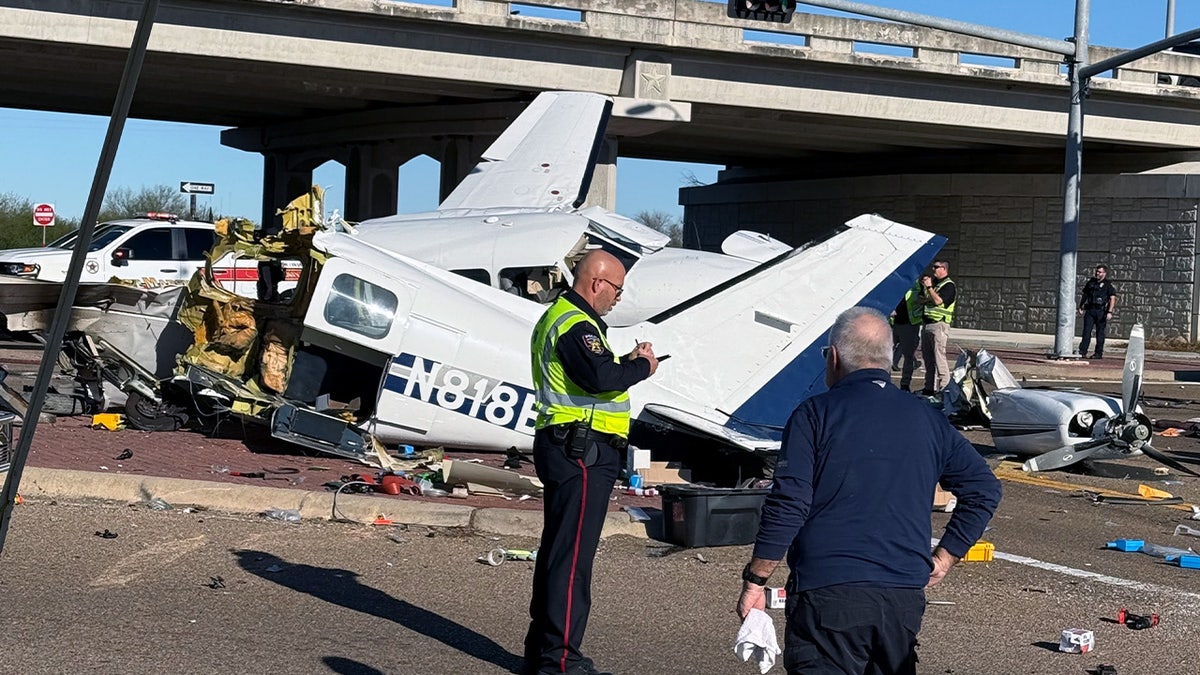 Aftermath of small plane crash onto Texas roadway caught on camera with ...