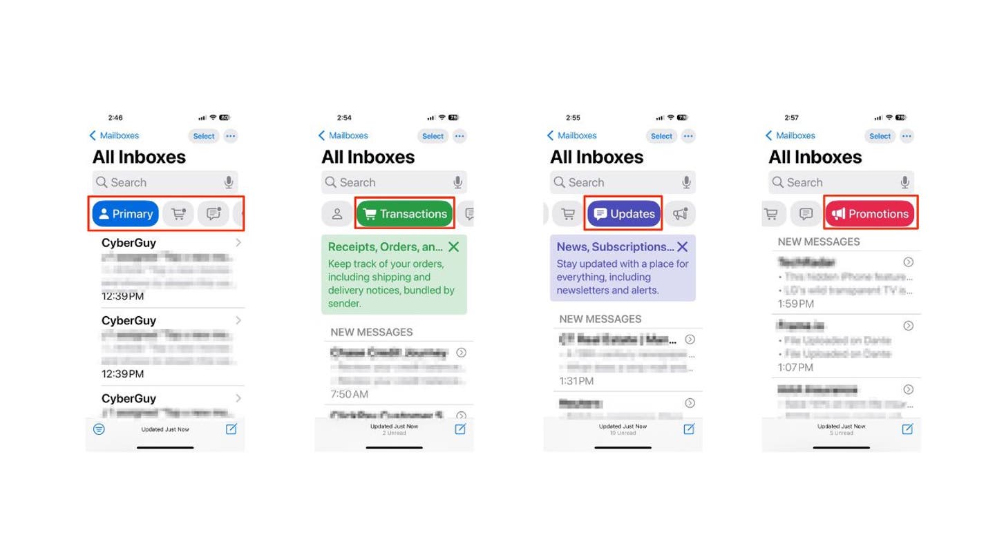 3 apples mail app gets a makeover see whats new with the categorization feature in ios 18.2