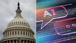 The United States Capitol is juxtaposed alongside a digital A.I. graphic.