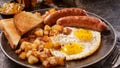 Breakfast with Sunny side up eggs, sausage, hash browns and toast - Fox News