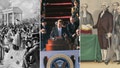Split image of Andrew Jackson inauguration party, and John F. Kennedy and George Washington inaugurations. - Fox News