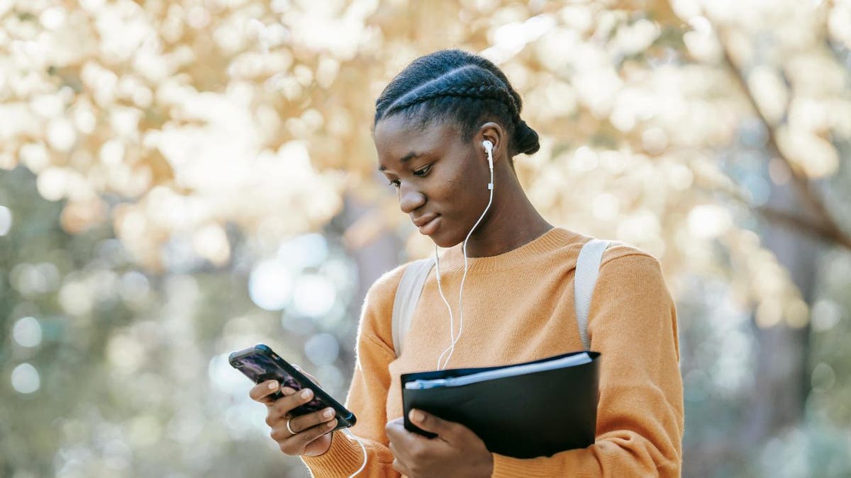 woman with iPhone