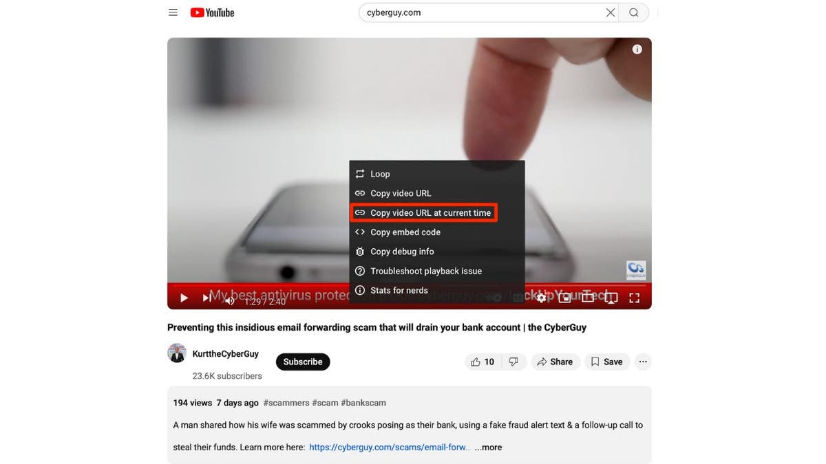 Belirli bir zamanda başlayan bir YouTube videosu nasıl paylaşılır