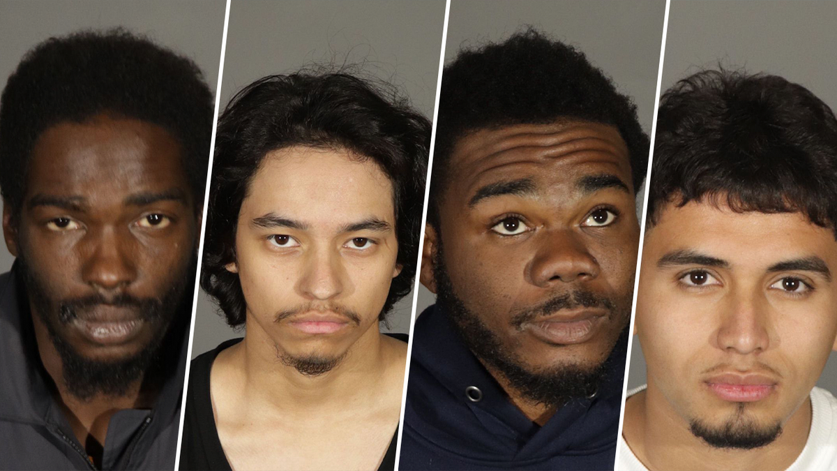 (Left to right) Joshua Kaliel Love, Miguel Angel Dorantes, Gabriel Asaih Stokes and Dominic Pachecomanga were four of 10 suspects charged with burglary in Palisades Fire evacuation zones in Santa Monica.