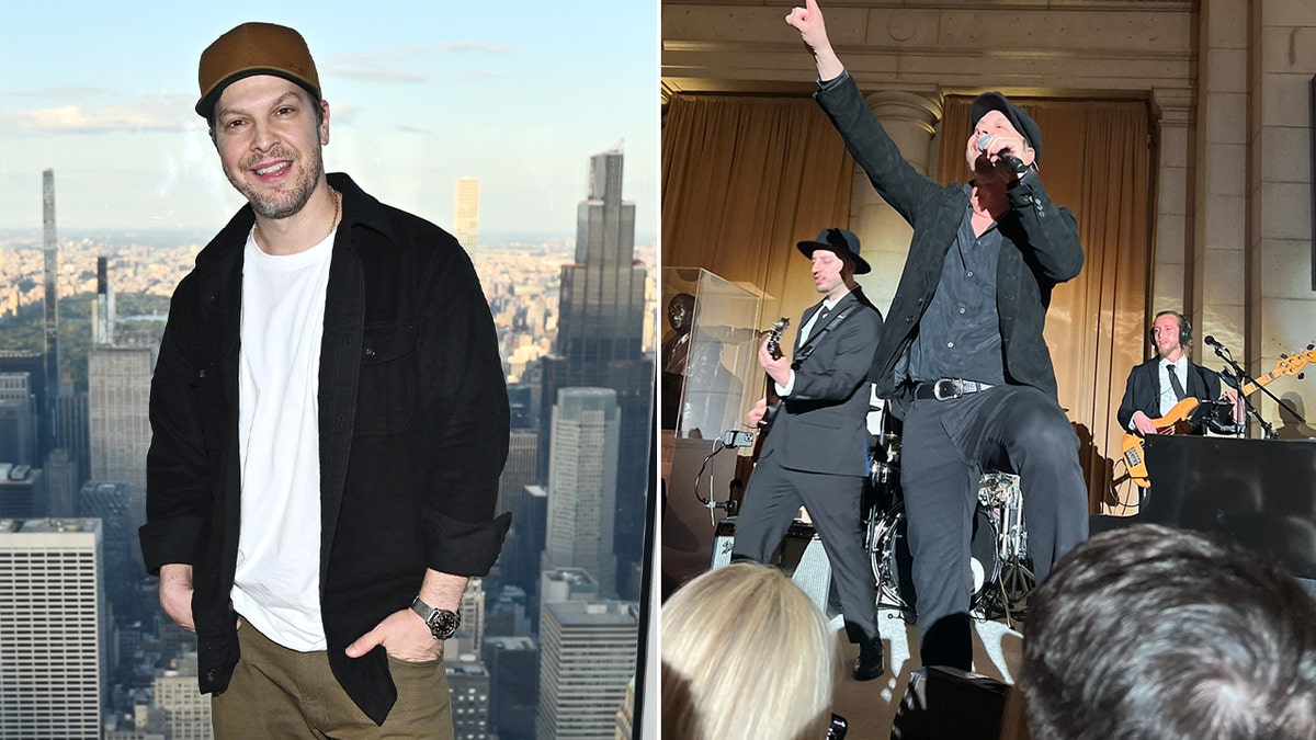 Gavin DeGraw photo split with photo of him performing at Starlight Ball