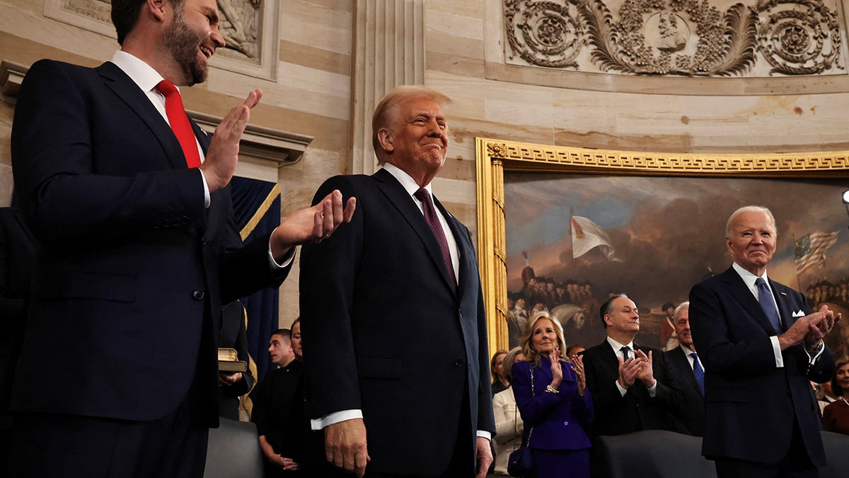 U.S. Vice President-elect former Sen. J.D. Vance (R-OH) and U.S. President-elect Donald Trump arrive to inauguration ceremonies