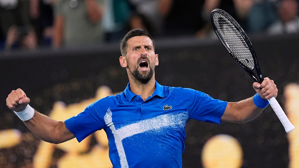 Novak Djokovic celebrates