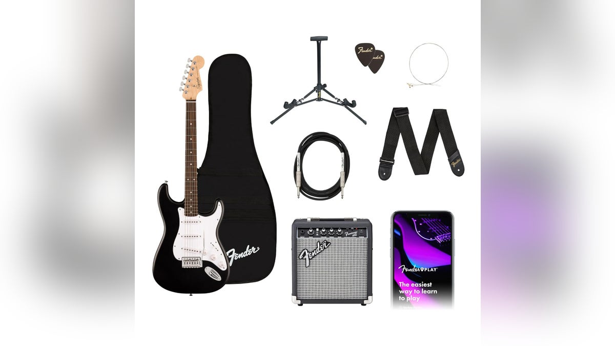 Get a guitar and amp all in one set. 