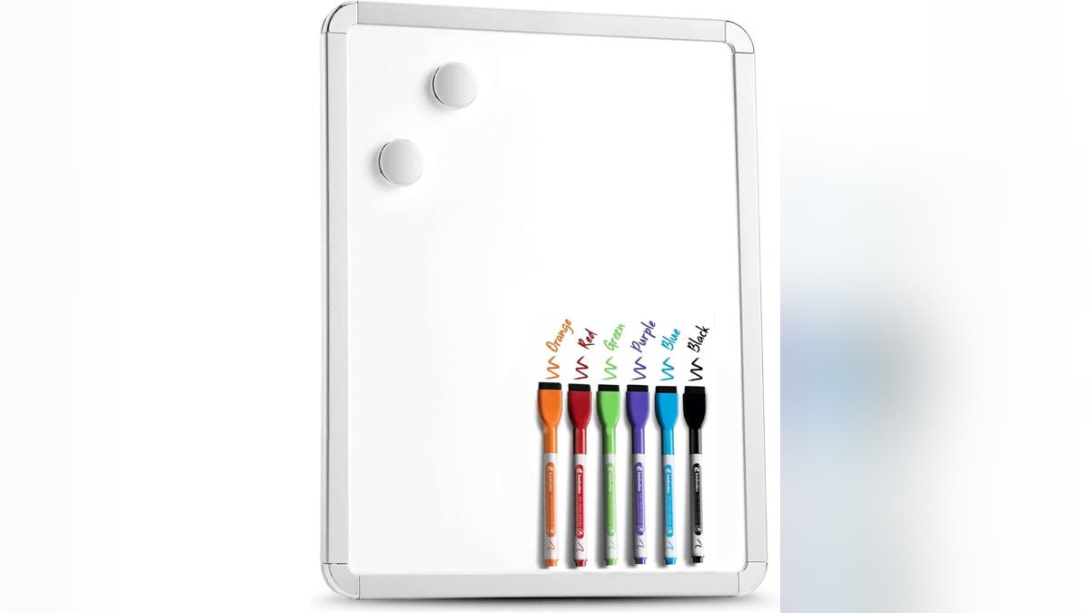 A tiny  magnetic whiteboard is cleanable   for jotting down   reminders, people  schedules oregon  to-do lists.