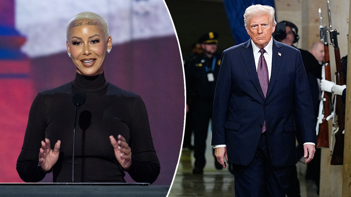 side by side photos of Amber Rose and Donald Trump