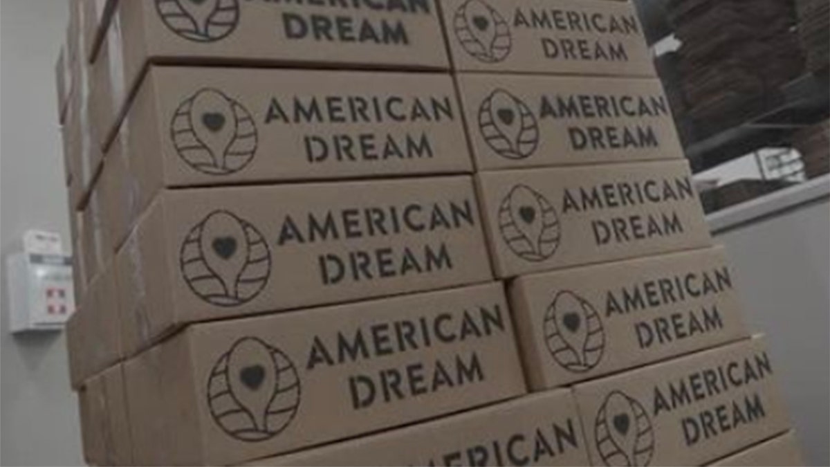 Labeled boxes "The American dream" 