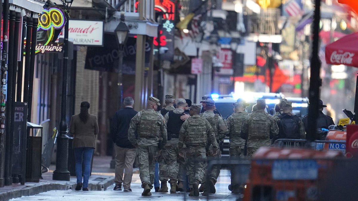 Military personnel on street in New Orleans