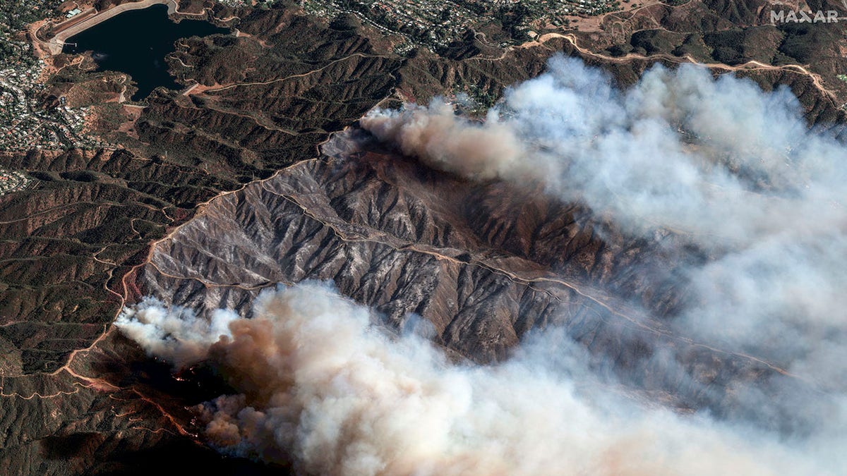 Aerial over California wildfires