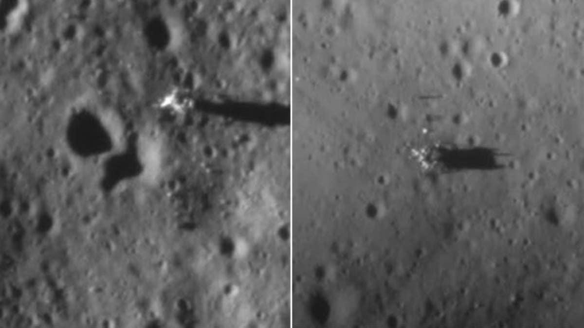 Images of Apollo 11 and 12 landing vehicles