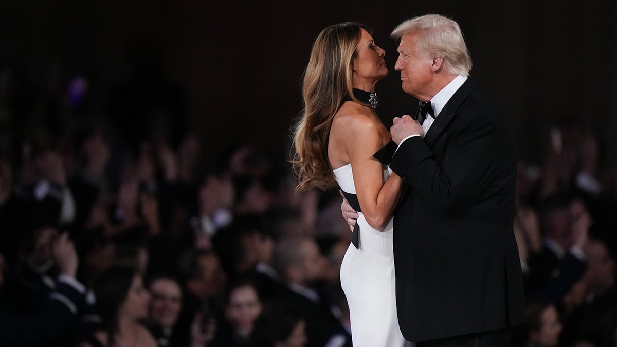 President Donald Trump and Melania Trump stock  a archetypal  creation   astatine  the Commander and Chief Ball connected  inauguration day