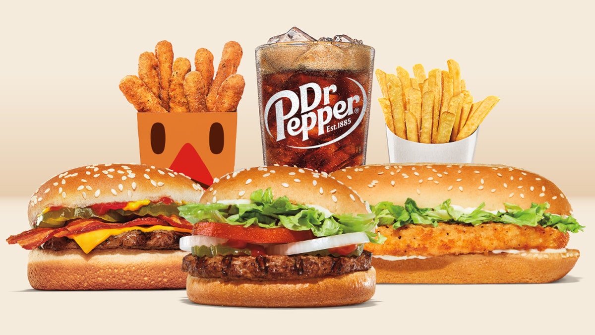 The six mix-and-match menu items are shown for Burger King's $5 Duos and $7 Trios.