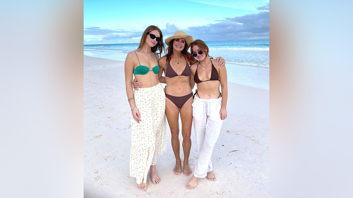 Brooke Shields on the beach in the Bahamas