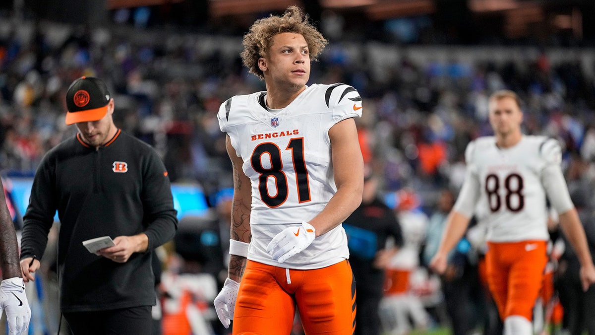 Jermaine Burton walks off field