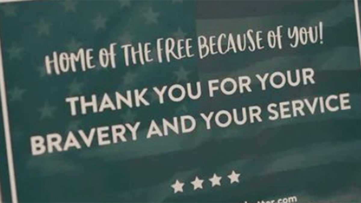 Read the text "Home of the Free Thanks to you, thank you for your courage and service"