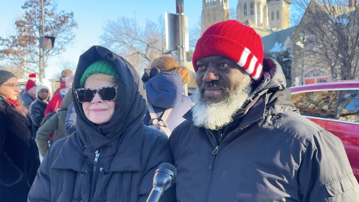 Mourners outside Washington National Cathedral