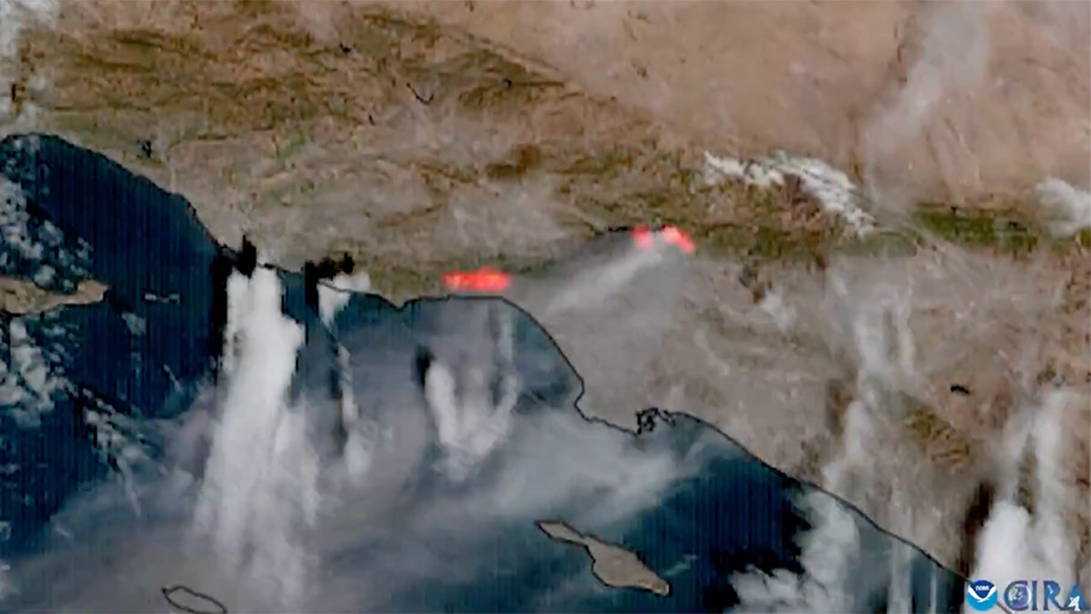 Satellite view of California wildfires