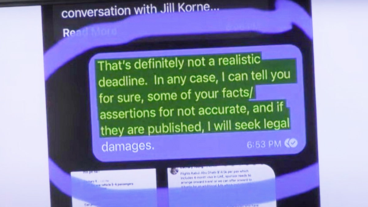 U.S. Navy veteran Zachary Young warned a CNN reporter that his story was "inaccurate" and he would "seek legal damages" if published, according to text messages shown to jurors.