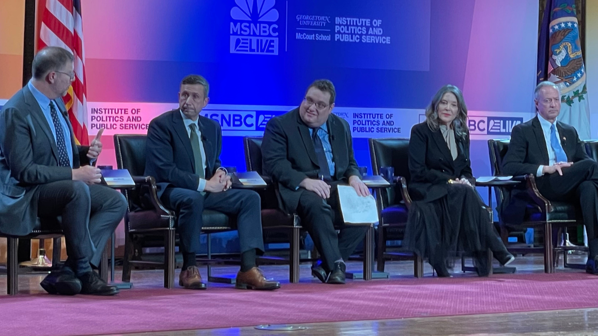 Candidates for the Democratic National Committee take part in a forum at Georgetown University in Washington, D.C., on January 30, 2025.