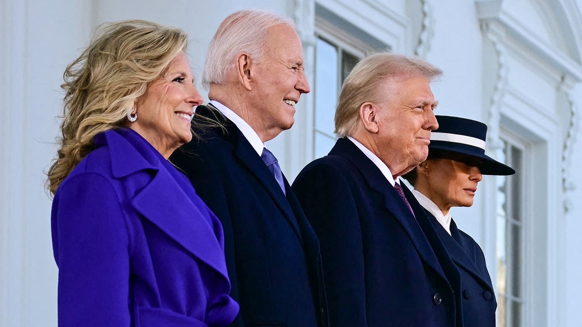 Donald Trump, Melania Trump, Joe Biden, and Jill Biden at the inauguration