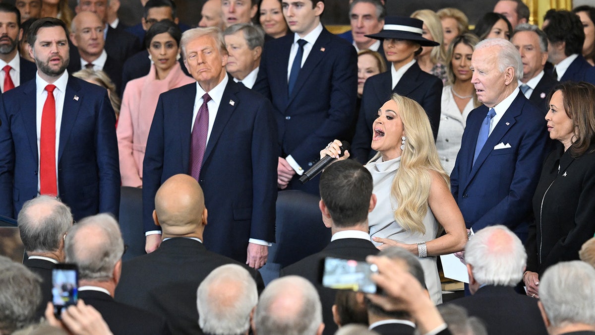 US singer songwriter Carrie Underwood performs "America the Beautiful" after President Donald Trump was sworn in