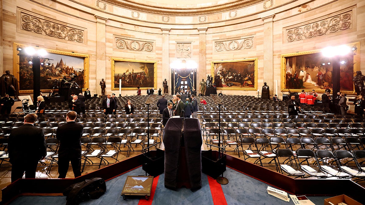 Staff are preparing for the inauguration of US President-elect Donald Trump