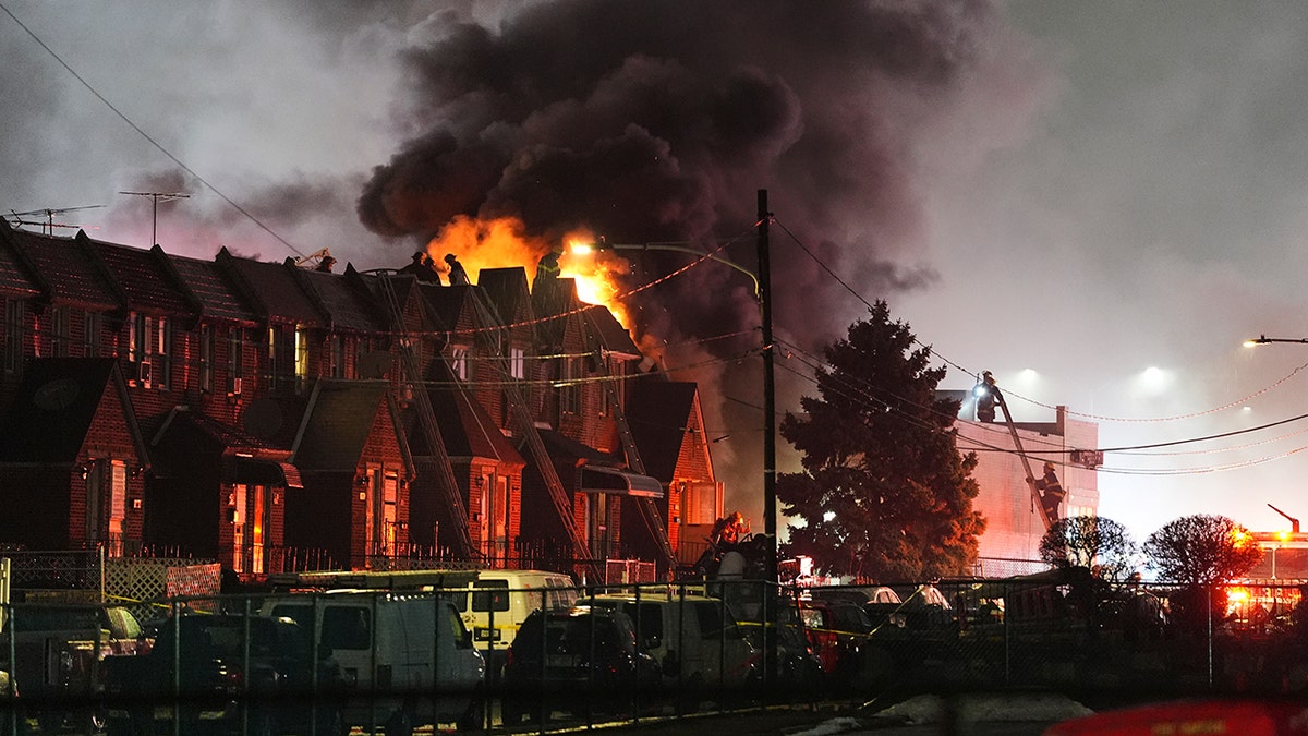 A picture of a plane crash in Philadelphia, where a plane crashed into a mall