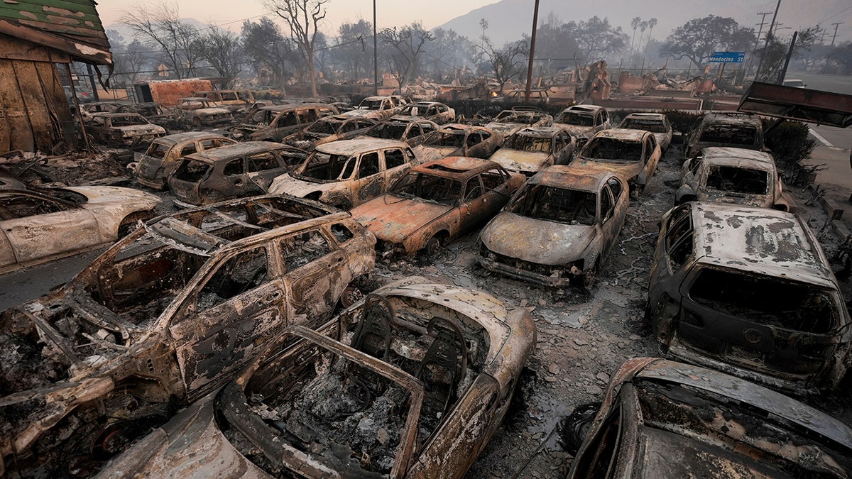 Cars destroyed by Eaton Fire