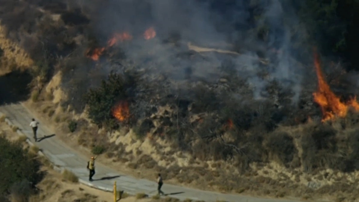 The Griffith Park brush fire that broke out Monday